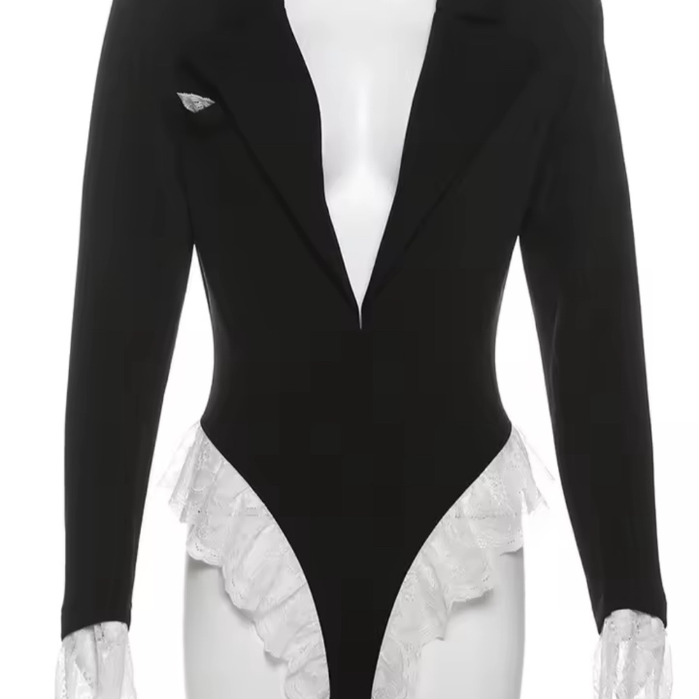 Elegant Black Lace Trim Women's Jumpsuit